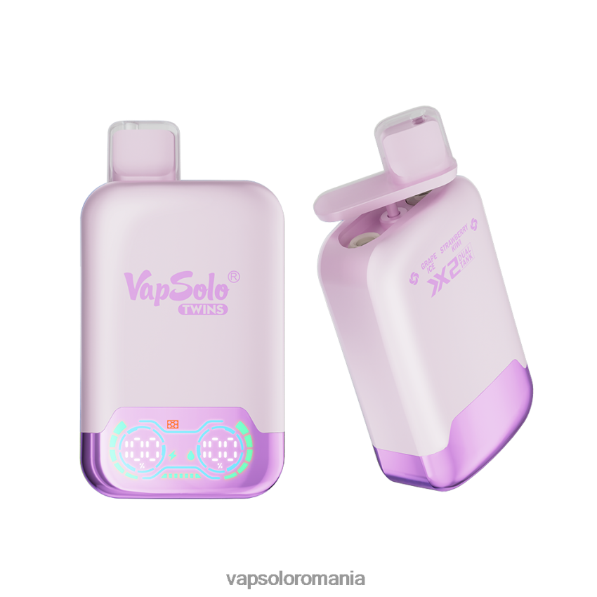 VapSolo Puffs - VapSolo TWINS vapa de unică folosință Z20RBX28 gheață de struguri și kiwi cu căpșuni