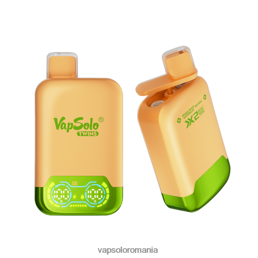 VapSolo Review - VapSolo TWINS vapa de unică folosință Z20RBX30 portocaliu, mango, pepene verde și taur roșu