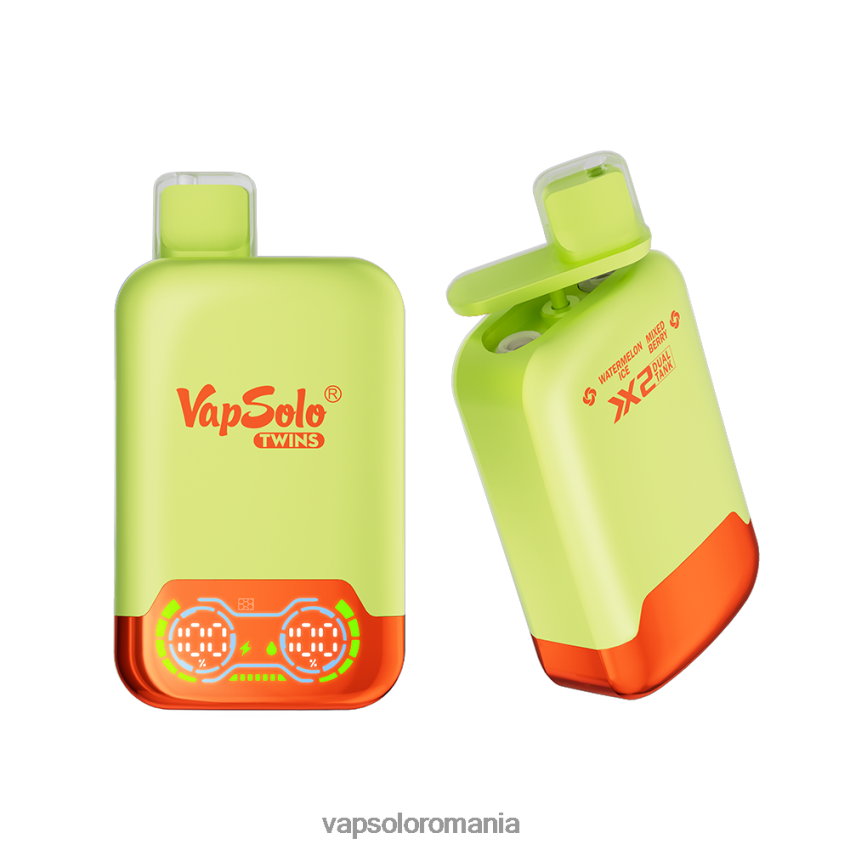 VapSolo Review - VapSolo TWINS vapa de unică folosință Z20RBX34 gheață de pepene verde și amestec de fructe de pădure